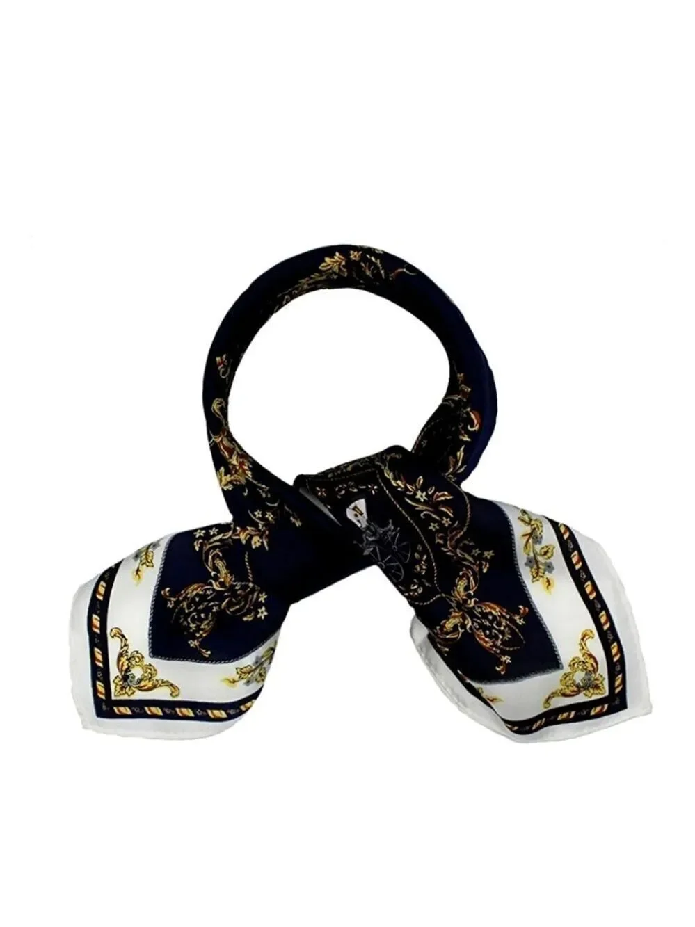 Scarf Headwraps for Women Silk Scarf Navy Satin Print 35 x 35